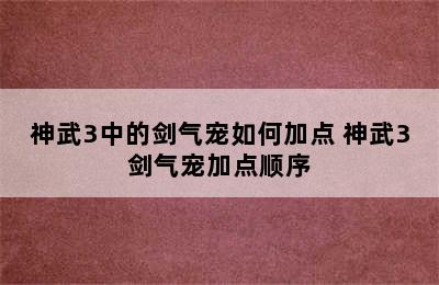 神武3中的剑气宠如何加点 神武3剑气宠加点顺序